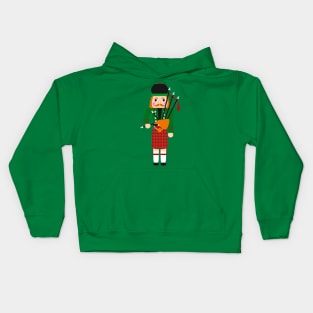 Scottish Bagpiper Nutcracker Christmas Print Kids Hoodie